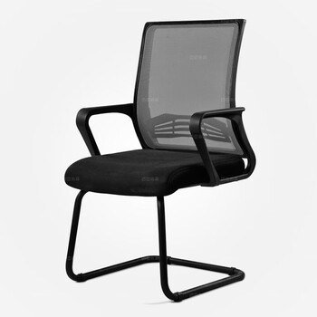 香尔特职员办公椅靠背中班椅透气升降转椅电脑椅会议椅办公家具弓型脚黑色