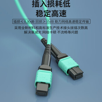 广昌兴(G.C.X)电信级 mpo-mpo光纤跳线万兆多模OM3 10米12个芯40g/25g/10g母头B极性兼容MTP-MTP光模块连接线