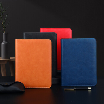 嘉然恒 a5商务活页笔记本子多功能拉链包式记事本可拆卸替换内芯25K简约会议记录本工作日记本可定制 蓝色