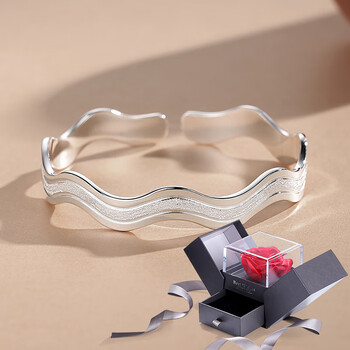 szkoy9999纯银手镯女小众轻奢精致年轻款纯银镯子2021新款 加大版:约