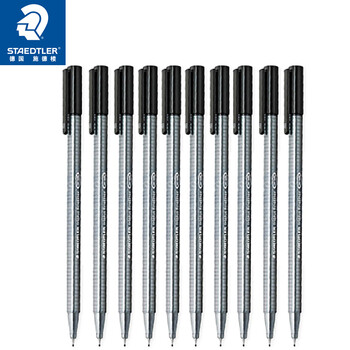 施德楼（STAEDTLER）针管笔勾线笔 0.3mm纤维头水性墨水可洗直液签字笔 美术绘图描线速干笔 黑色10支334-9