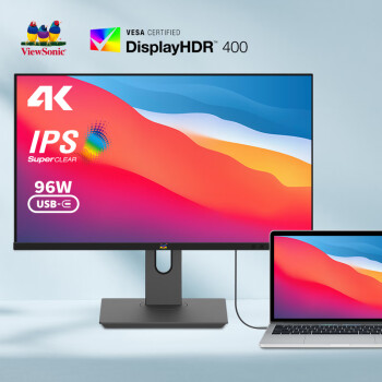 优派 23.8英寸 4K超清 IPS HDR400 TypeC96W 10bit 旋转升降 微边 广色域 电脑显示器24 VG2481-4K