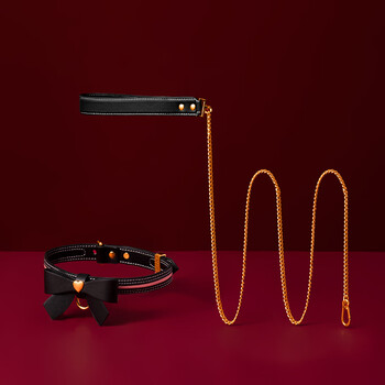 项圈真皮锁骨链脖子饰品外出情趣口球口塞口枷 蝴蝶结项圈-可拆卸两用