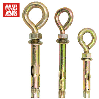 赫思迪格 JG-21 镀彩锌羊眼圈膨胀螺栓 套管壁虎膨胀螺丝 M12*100（10个）