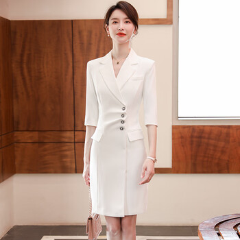 粟茝播音主持艺考服装女西装正装上镜装教师职业装演讲比赛服 白色  s