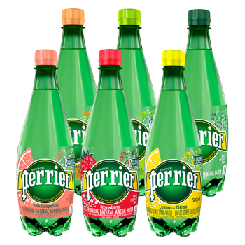 法国巴黎水（Perrier）含气天然矿泉水500ml*24瓶 多种口味气泡水可混拼 巴黎水塑料瓶500ml*24瓶桃子味