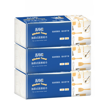 五月花（May Flower）厨房抽纸 3层60抽*9包吸油吸水纸巾可接触食品可擦手 整箱装