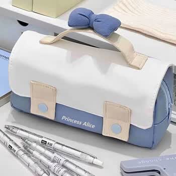 新款爱丽丝公主配色手提笔袋小众学生高颜值多功能文具收纳铅笔袋