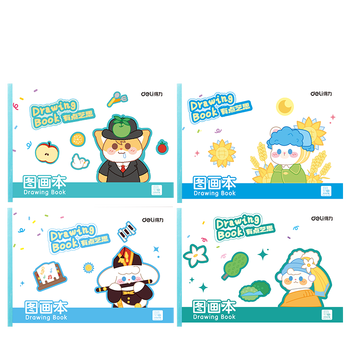 得力（deli）4本装120张胶装牛皮图画本单本30张60页幼儿园小学生美术画画本涂鸦本学生开学文具