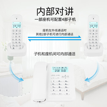 飞利浦（PHILIPS）数字无绳电话机 无线座机 子母机 办公家用 信号覆盖广 屏幕白色背光 DCTG167一拖二白色