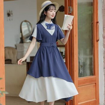 别诺初中女大童连衣裙12岁15岁长裙女夏季女13少女孩学生仙女蝴蝶结