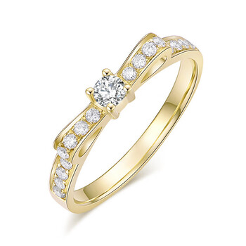 兰甸畔彩金18k黄金戒指日系轻奢系结款真金真钻女戒指叠带款指环18k白