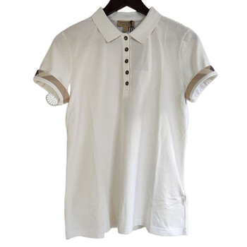 99新未使用 burberry巴宝莉白色格纹polo衫夏女 女士短袖 正品 xs
