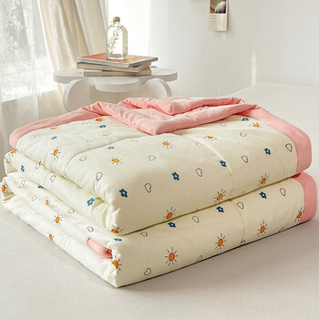 曙卡空调被纯棉夏凉被单人被子春秋全棉可水洗薄被开心太阳110x150cm