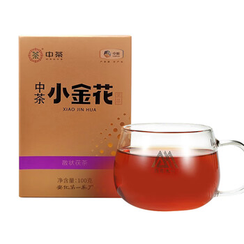 中茶茶叶 安化黑茶  安化小金花 金花茯茶 100g 中华老字号