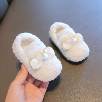 街雨轩 女童棉鞋公主毛毛鞋秋冬季加绒保暖款小女孩豆豆鞋小童软底