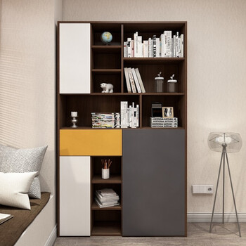 珀茵 北欧书柜书架简约现代客厅置物柜组合格子柜定做书橱带门定制 1.
