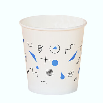 巴比客纸杯一次性杯子加厚食品级办公商务家用水杯200毫升100只白色印花