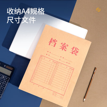 得力（deli）10只280g加厚牛皮纸档案袋 票据收纳侧宽6cm标书合同文件资料袋 投标档案袋办公文件保护64104