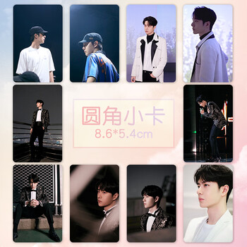 王一博小卡 全新周边高清铜版纸卡片定制覆膜小照片一套10张 山茶小卡