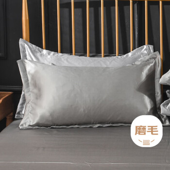 艾薇 冰丝枕套夏季枕头套凉席枕套一对装 冰丝灰 48*74cm