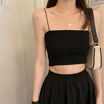 aseblarm夏季新款春季新款裹胸外穿短款抹胸细带黑色吊带上衣背心女内