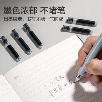 得力(deli)小包装钢笔墨囊 速干不易脏手学生钢笔墨水笔墨囊可替换 黑10支/盒 SF571