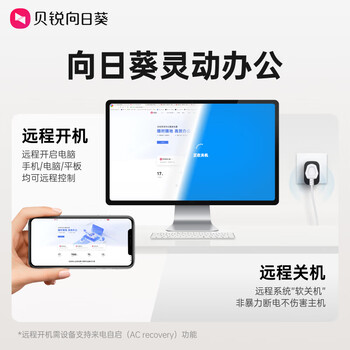 贝锐向日葵智能插座C1pro 开机插座远程控制wifi插座定时开关远程开电脑倒计时断电独立安全门阻燃壳体 黑色