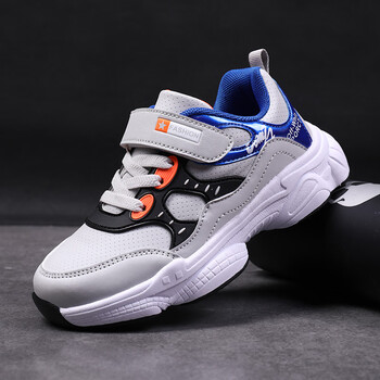 回力男童鞋新款秋季大童运动鞋春秋男孩秋鞋皮面防水儿童鞋子 x905灰