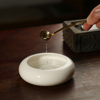 漢墨 羊脂玉白瓷圆形笔洗 德化陶瓷毛笔笔洗大号 文房四宝礼品礼盒水洗