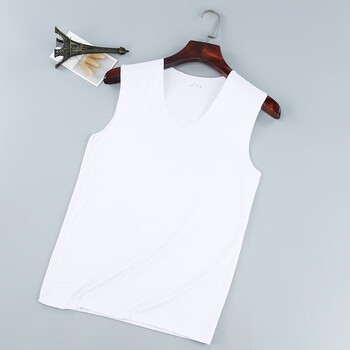 背心夏季无痕冰丝薄款透气弹力紧身宽肩速干纯色白汗衫男跨栏 白色 l