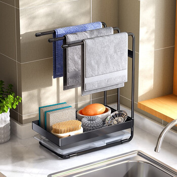 帅仕厨房置物架抹布架水槽沥水架家用水池沥水挂篮壁挂式免打孔调料