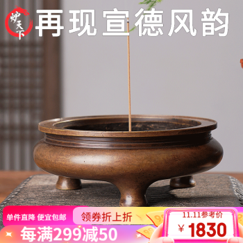 古びた蔵『清代 老紫檀木彫り 嵌寿山石靈芝蓋鈕 三足香薰炉』極細工