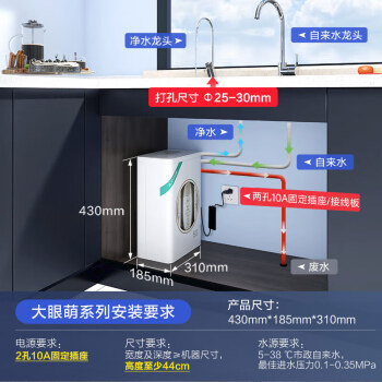 史密斯（A.O.SMITH）佳尼特净水器家用厨下式直饮净水机专利4年RO膜反渗透滤芯1.8升/分钟大眼萌CXR700-A1 