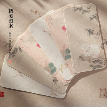 梅林笔庄羊毛毡垫臂垫臂搁书法书画专用手臂防脏垫创意彩绘精手枕砚台垫练毛笔字垫迷你书法垫猫竹图小毛毡