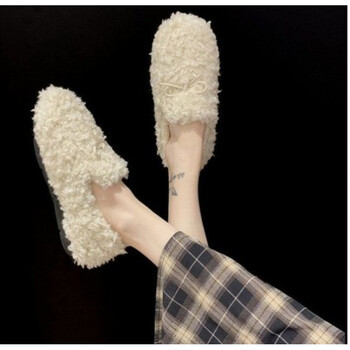 冬天女生豆豆鞋加绒加毛冬款带绒毛毛鞋女韩版女鞋秋冬季外穿潮鞋秋鞋