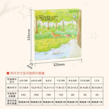 Nakabayashi仲林NCL覆膜自粘贴式相册本 40页儿童成长相册薄/卡通/家庭影集照片书 绿色森林 25L-16