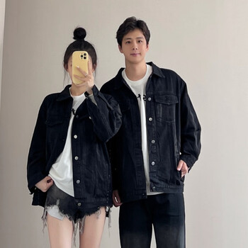 潺韵情侣外套秋季新款情侣款韩版情侣装春秋季韩版宽松牛仔外套小众设