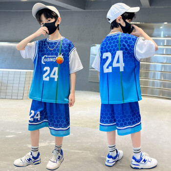 fqaq男童篮球服速干运动套装无袖夏季背心儿童男孩中大童24号科比球衣