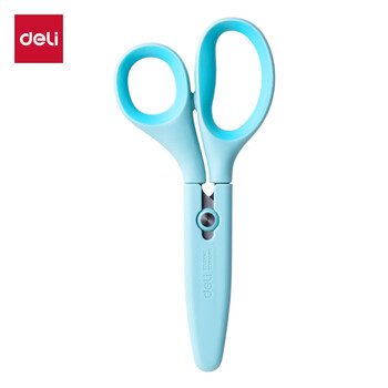 得力（deli）儿童剪刀剪子小学生安全手工小剪刀包胶圆头美工剪刀文具一年级幼儿园3-6岁 蓝色6074