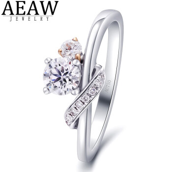 AEAW Jewelry培育钻石戒指18K双色金实验室钻石戒指 双子 送女朋友送老婆 IGI/50分/D/VVS2/3EX/N