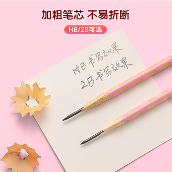 晨光(M&G)文具 HB洞洞铅笔12支 儿童正姿矫姿铅笔学生练字笔 易握不易断无铅毒笔 粉色款AWP307A8
