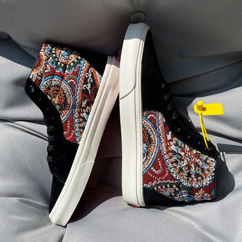 方其万斯国风潮鞋sk8hi花卉刺绣高帮男女鞋运动休闲滑板鞋大码48帆布