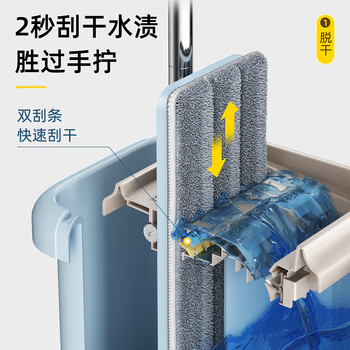 家杰优品平板拖把45cm家用一拖净免手洗2025带桶一套洗拖一体墩布拖布  