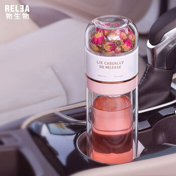 物生物(RELEA)茶水分离泡茶杯双层玻璃杯过滤加厚女大容量便携随手水杯子 JV011869-0300 物生物(RELEA)茶水分离泡茶杯双层玻璃杯过滤加厚女大容量便携随手水杯子 JV011869-0300