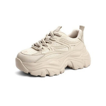 百丽女款复古厚底老爹鞋女鞋2023秋季新款黑色轻便休闲增高运动鞋单鞋