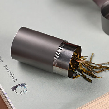 金镶玉 茶叶收纳盒罐 金属便捷小号茶叶密封罐子 纯钛磨砂茶叶罐