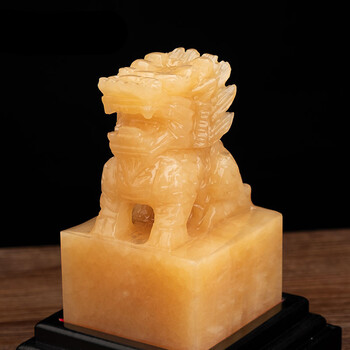摘宝楼 玉石麒麟印帅印印章商务创意办公礼品中式客厅玄关玉玺摆件 玉