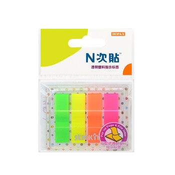 N次贴(STICKN) 80张4色荧光膜指示标签贴45*12mm抽取式便利贴便签条记事贴34054