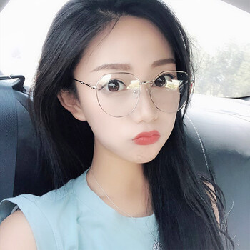2019韩版潮复古原宿风ulzzang大脸轻斯文败类镜框眼镜女 魅力银(无